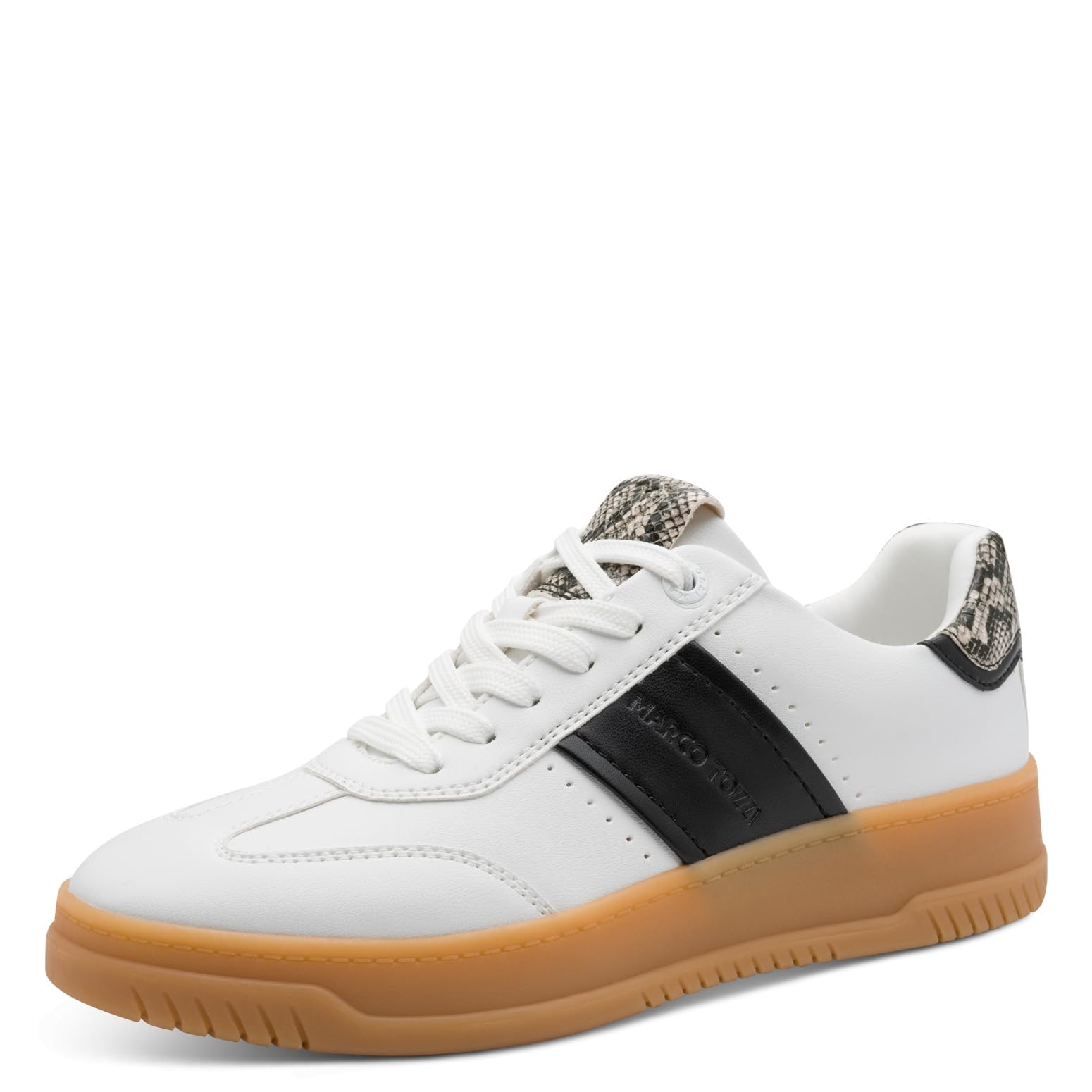 MARCO TOZZI Women Sneaker Soft Feel Me Footbed Soft Lining Fashionable, White (White/Black), 8.5 UK