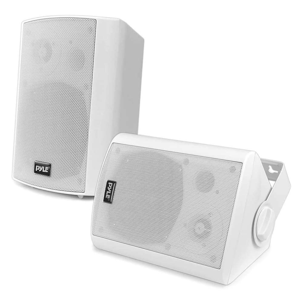Pyle PDWR51BTWT 5.25 Inch 200 Watt Waterproof Stereo Speaker System for Indoor or Outdoor Theater Bluetooth Surround Sound System, White (4 Pack)