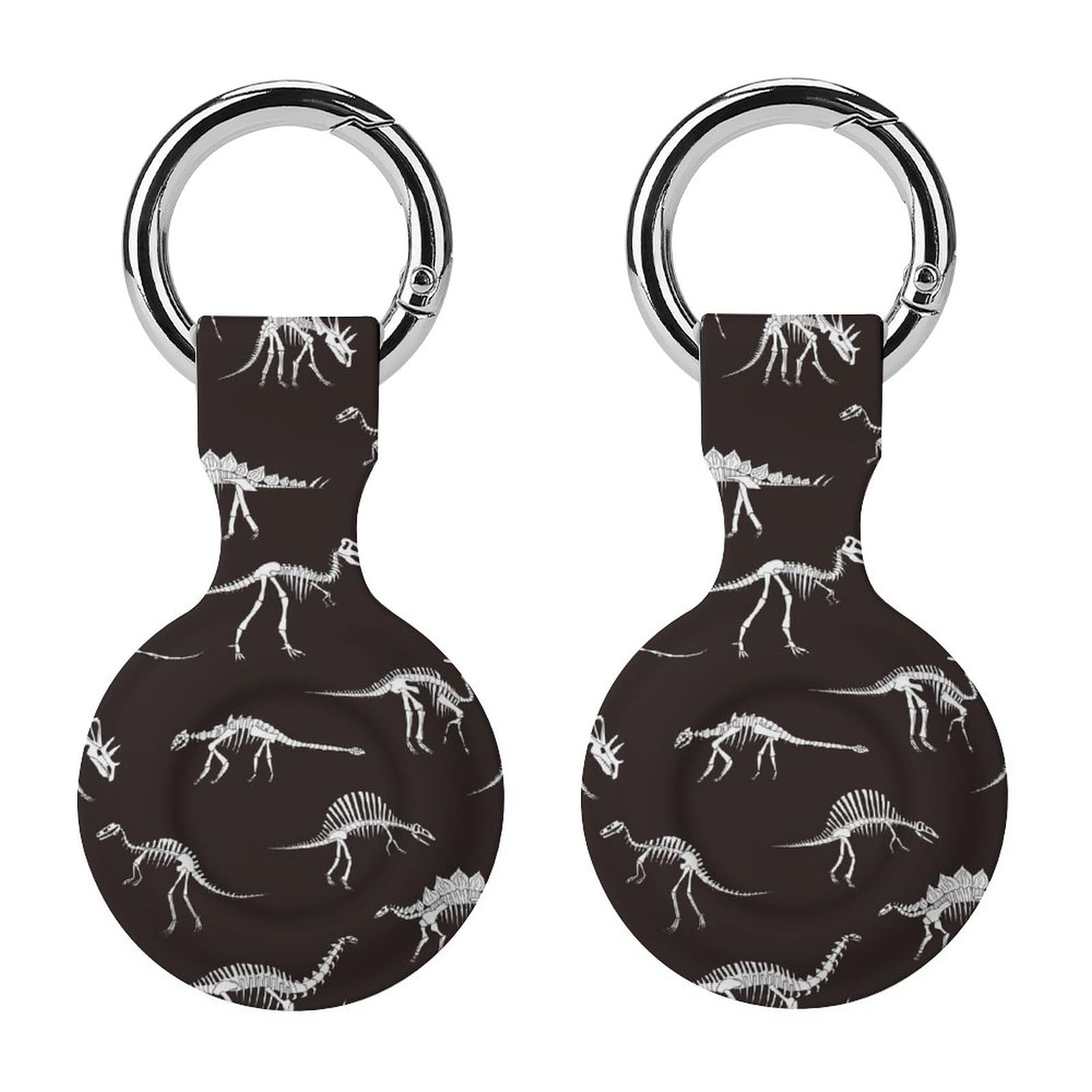 Dinosaur Skeleton in The Dark Anti-Scratch Protective Case Cover Compatible with AirTag with Keychain 2PCS