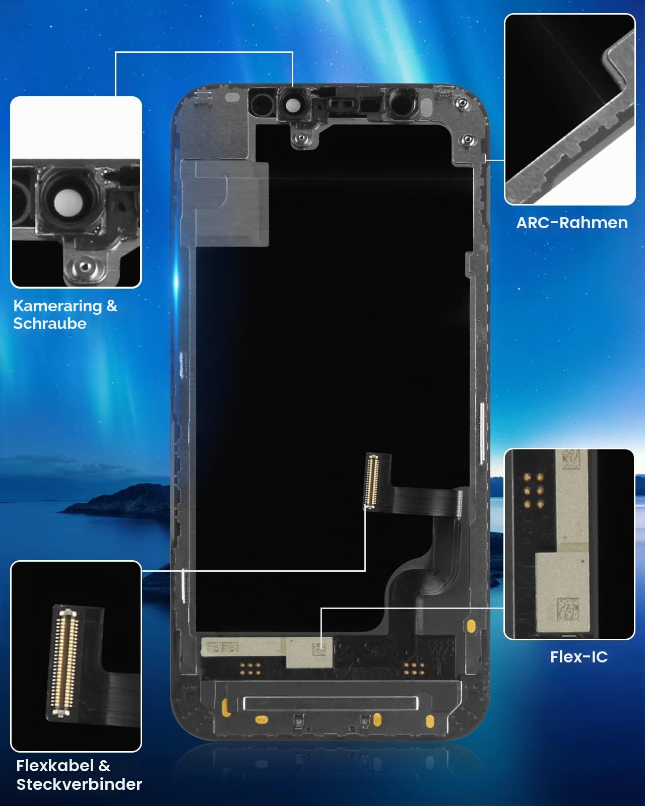 ARSSLY Für iPhone 12 Mini Display, LCD-Display für iPhone 12mini 5,8 Zoll (14,8 cm), Ersatz-Touchscreen für iPhone 12 Mini A2176 A2398 A2400 A2399 mit Reparatur-Set und Displayschutz