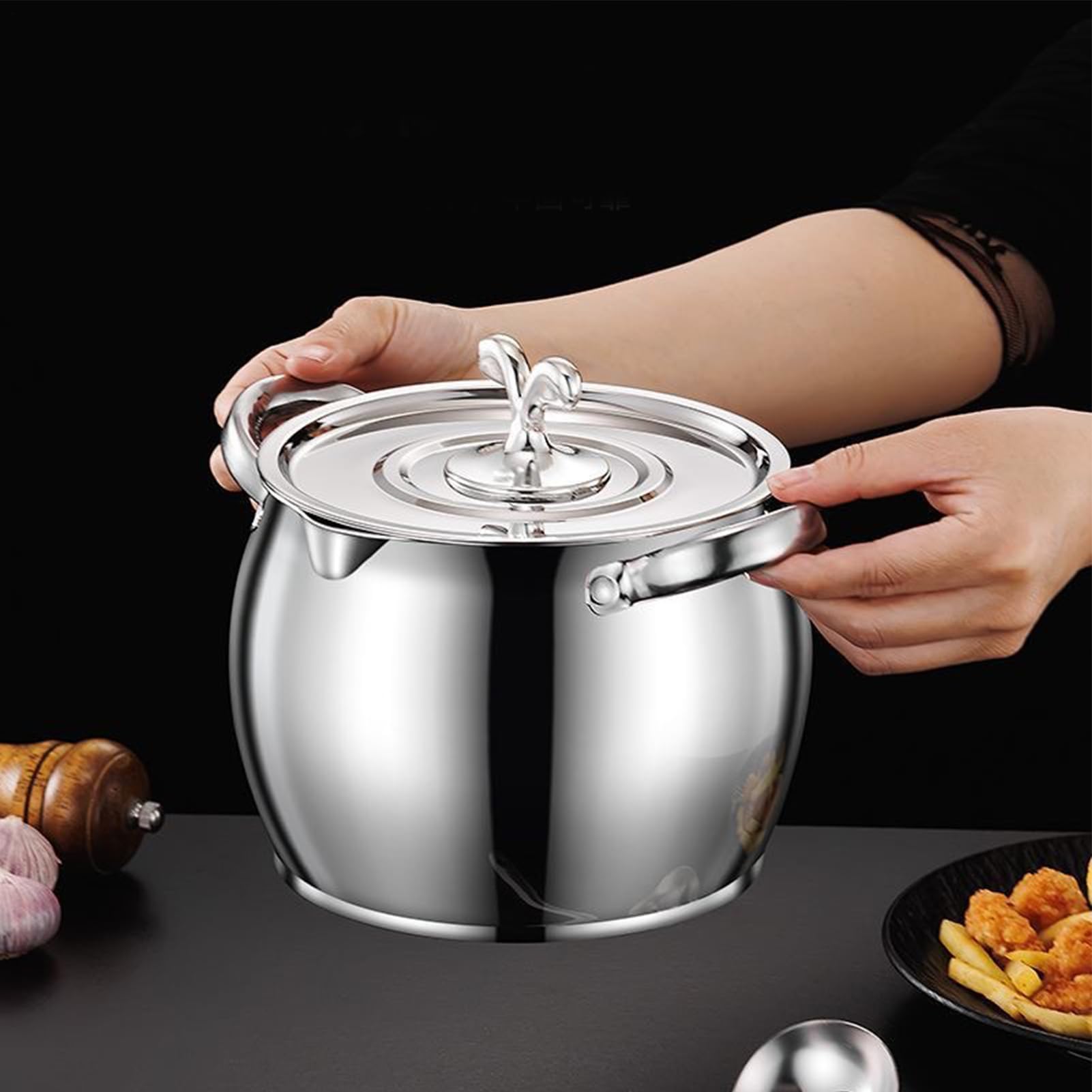 Recipiente de Grasa de Cocina,Bote De Acero Inoxidable Para Aceite,Contenedor De Grasa Con Tapa Colador | Para Cocina Cocinar Hornear Desayuno Brunch Comida Familiar