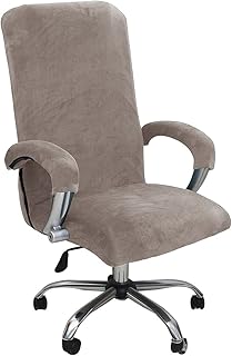 Office Chair Cover Velvet Computer Chair Cover Stretch Rotating Chair Cover Removable Swivel Slipcover Boss Chair Cover Protectors High Back Large (Sand