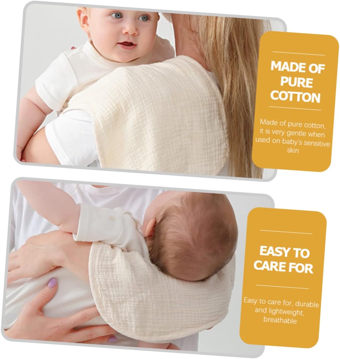 ORFOFE 4pcs Boy Girl Burp Cloths Cotton Absorbent Burping Rags for Newborns Soft and Quick-Drying for Feeding and Spit up for Registry Khaki Gray Pink