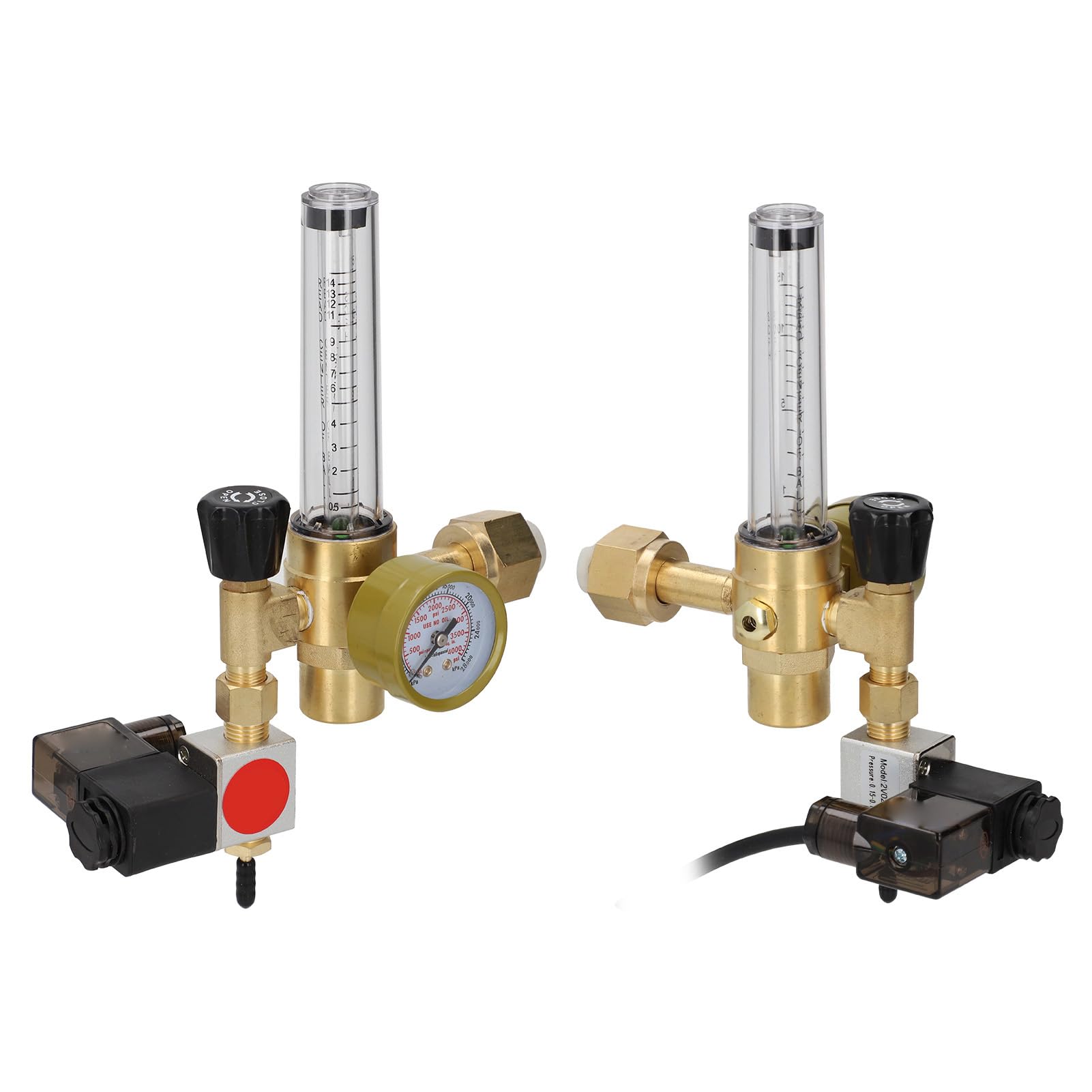 Eujgoov Regulador de CO2 Metrón de Flujo de Flujo Dual Válvula de Latón Material de Latón Hydroponics Interiores (EU Enchufe 220V)