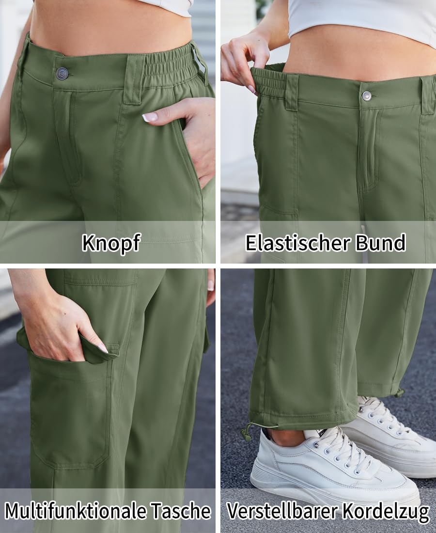 Pantalon Cargo Femme Pantalon de Randonnée Femme avec Poche zippée,pour Casual Extérieur Joggging et Voyage