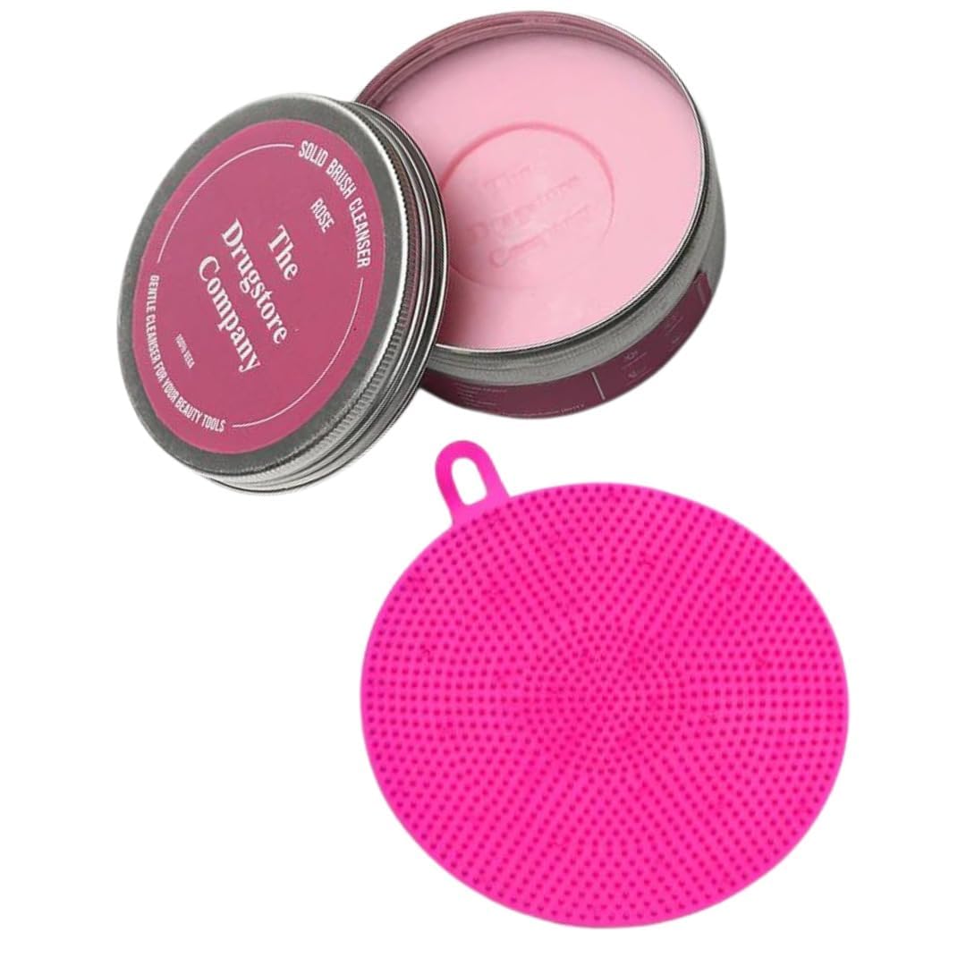 The Drugstore Company Makeup Brush and Cleaner Set of 2 | Rose Makeup Brush Cleaner | Amazon Brush Cleaner | Solid Brush Cleanser 75 Gram + Silicone Brush Cleansing Combo-image-15