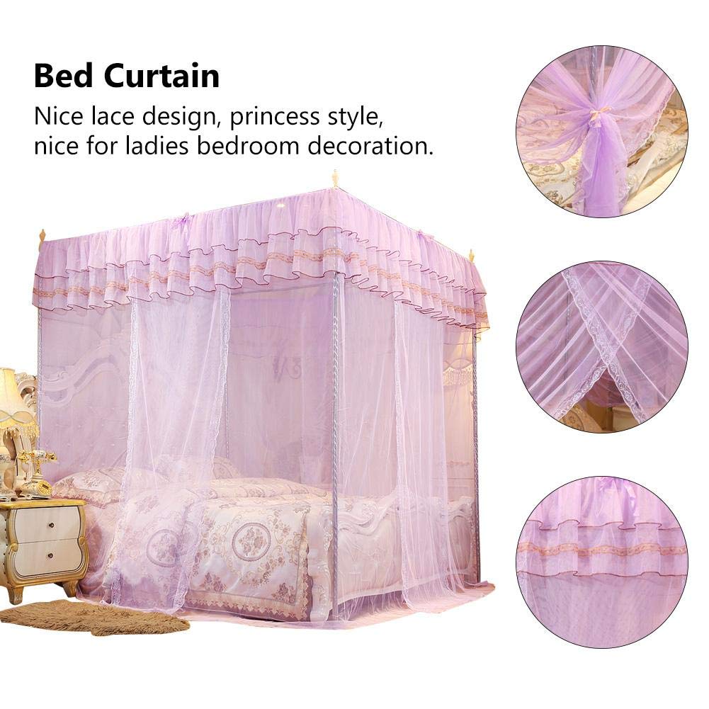 Cikonielf Luxury Princess Four Corner Post Bed Curtain Canopy Netting Mosquito Net Bedding King Size Beds Quick and Easy Installation System(180 * 200 * 200) - Image 3
