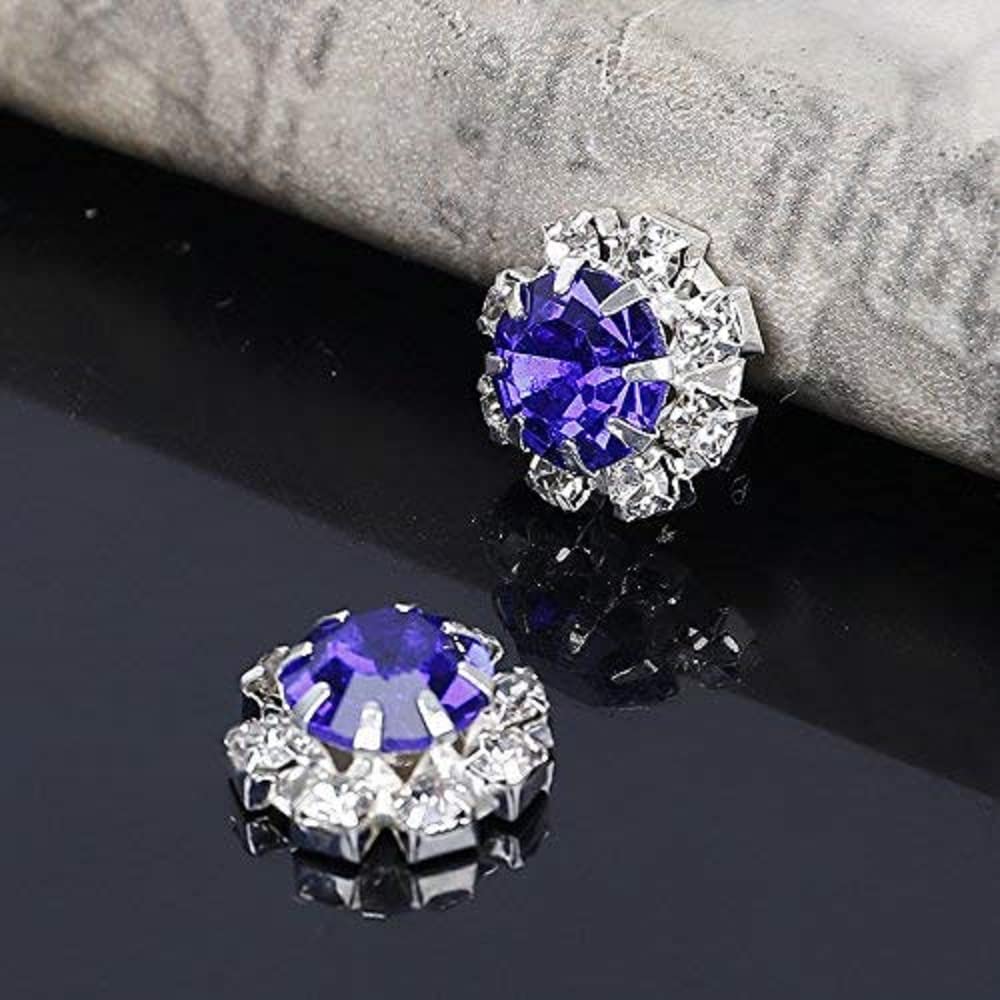 Syntego Blue Round Rhinestone Diamante Crystal Embellishment 9 Diamantes With Large Center Diamante 12Mm Really Sparkle 10Pcs (Blue)