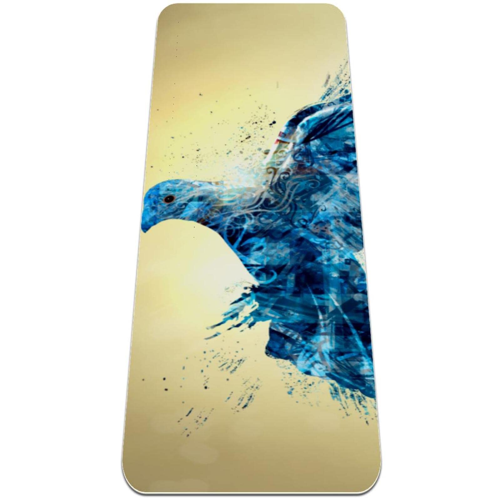 6mm Extra Thick Non Slip Yoga Mat for Women, Abstract Blue Dove Bird as the Holy Spirit Exercise Fitness Mats for Home Floor Workout Anti-tear Large Yoga Mats