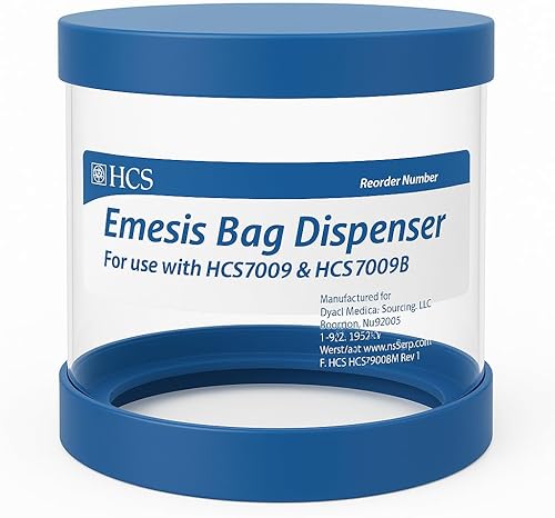 HCS - Dispensador de bolsas de emesis Capacidad para 24 bolsas de Emesis HCS Montaje en pared, incluye anclajes y tornillos No incluye bolsas de