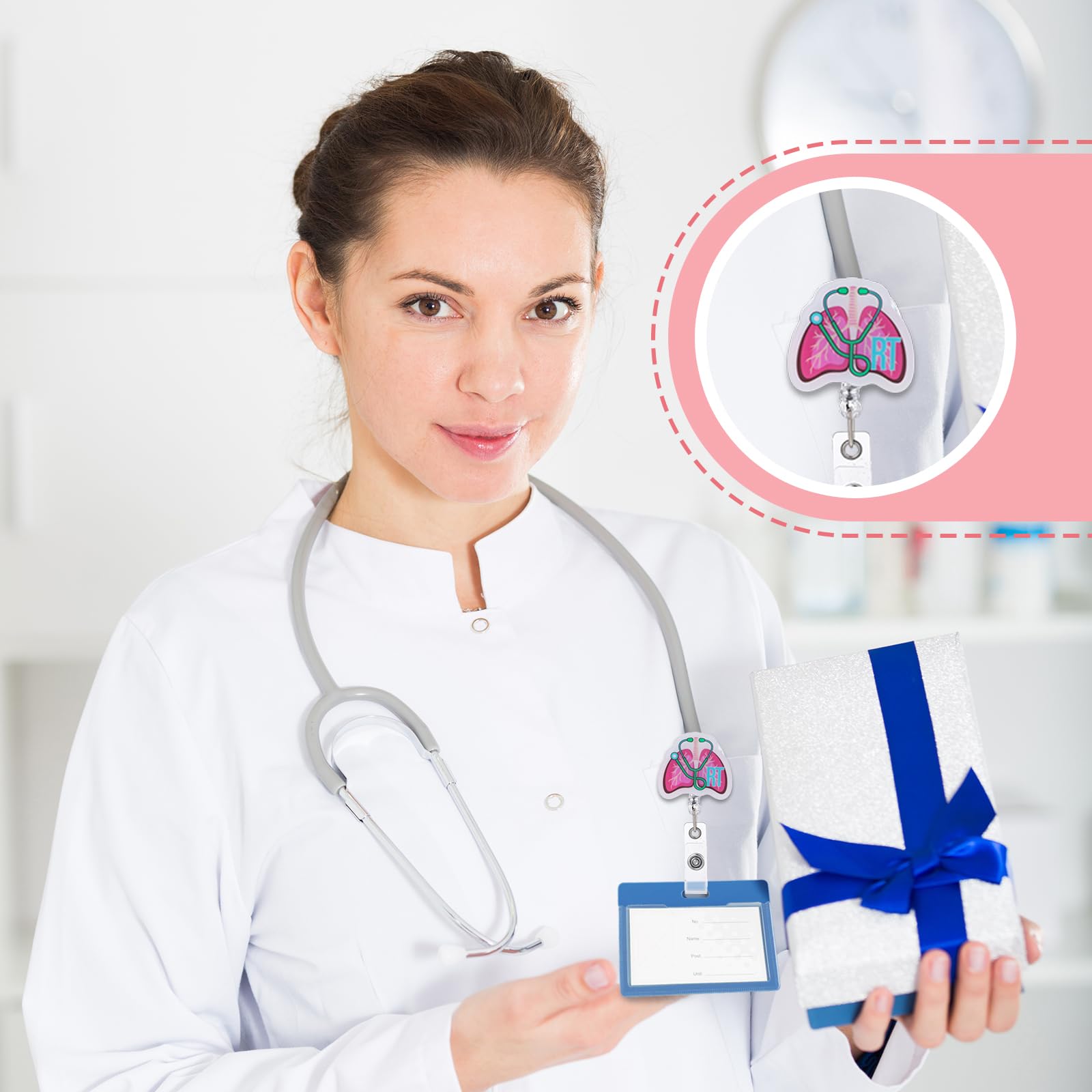 Landical 10 Pcs Respiratory Therapy Badge Reel Funny Pt Badge Clip Holder Retractable Name Card Holder Respiratory Therapist PTA Physiotherapy Gifts for Medical Md Rn Nurse Office