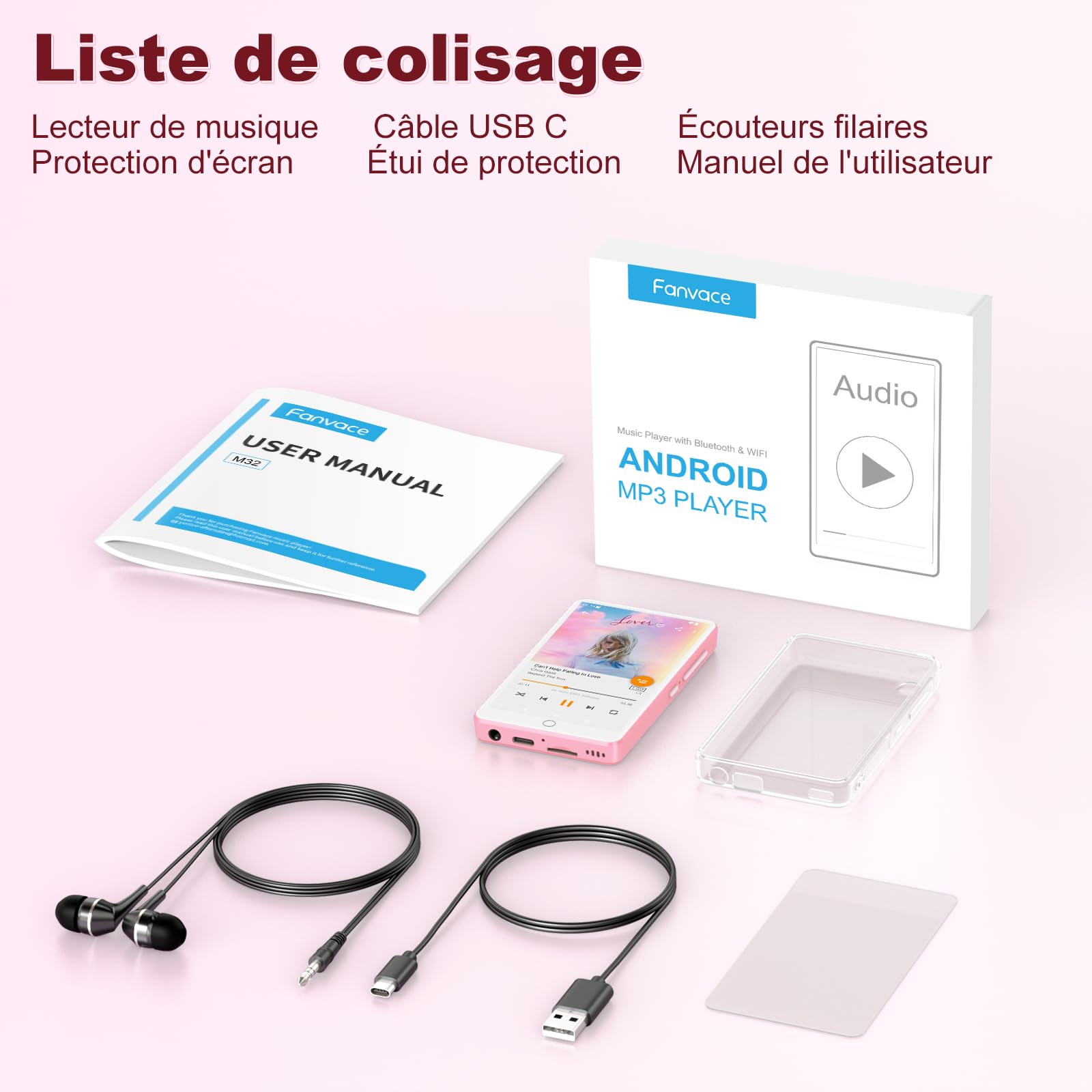 16 Go Lecteur MP3 avec Bluetooth WiFi et écran Tactile 4.02"