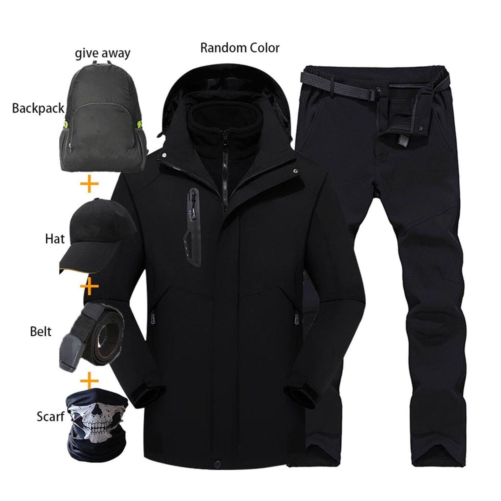 Set Tute Da Sci Invernali Da Uomo, Tuta Da Sci Da Uomo In Due Pezzi Impermeabile Calda Antivento Allentata Alla Moda Invernale, Set Di Tute Da Sci Calde E Spesse Per Adulti