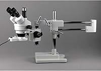 Vista 2 de AmScope SM-4TPZ-FRL-5M Microscopio digital profesional de zoom estéreo trinocular con control de enfoque simultáneo, oculares WH10x, aumento