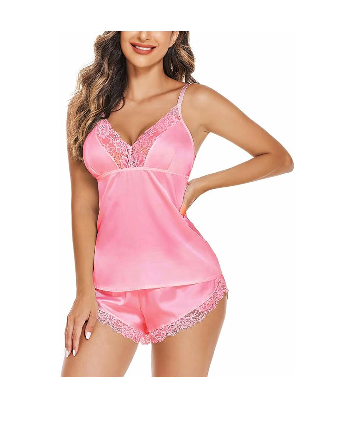 Women Comfortable Lycra Nightdresse Top and Pyjama Set for Women Nightwear/Loungewear/Night Suit Fit Size(28 to 36) Inch Baby Pink-image-4