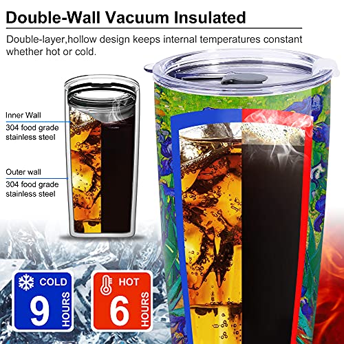 NymphFable 20oz Iris Flor Taza Termo Cafe para Llevar Taza Termica Acero Inoxidable Taza Personalizada - Imagen 6