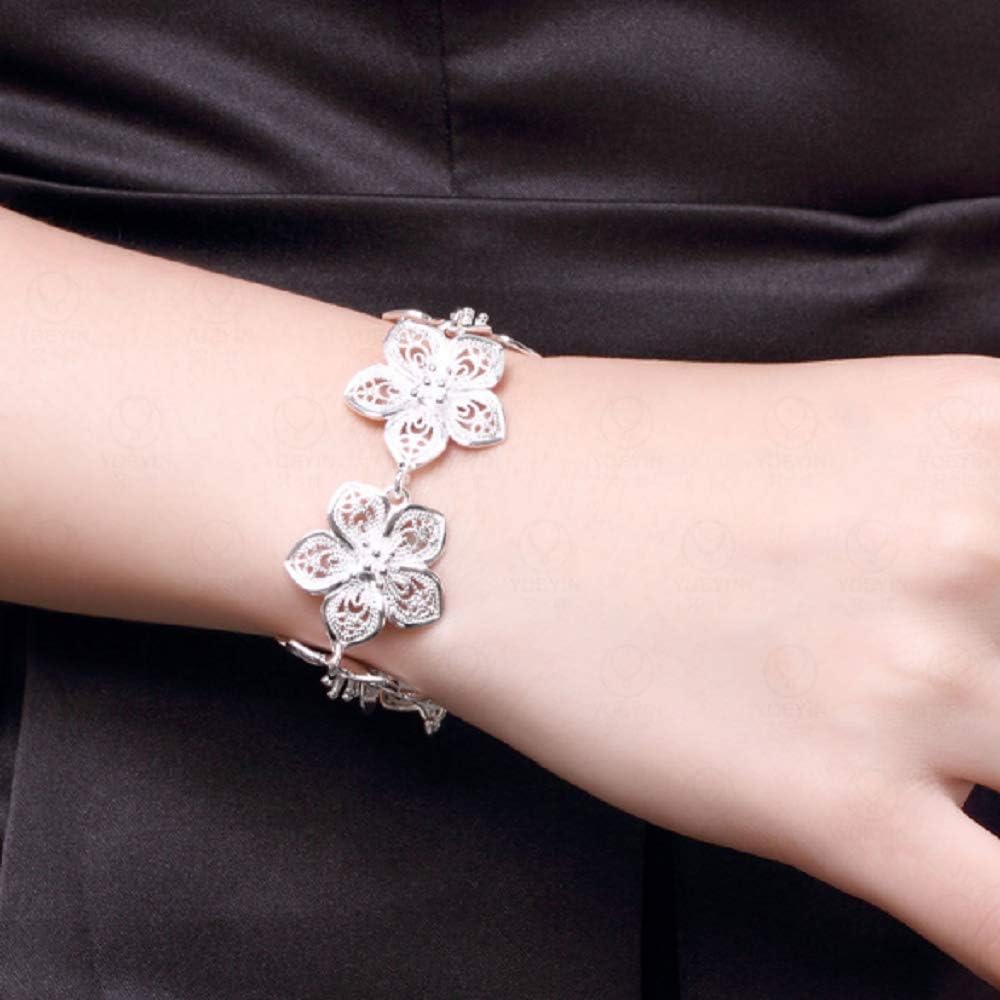 Wenbin 925 sterling silver bracelet simple flower silver lobster clasp bracelet Hawaiian flower bracelet female sterling silver jewelry