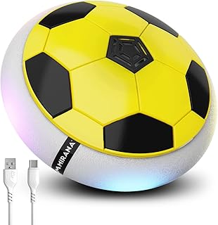 Mirana C-Type USB Rechargeable Hover Football Indoor Floating Hoverball Soccer | Air Football Neon Lite | Made in India Fun Toy Best Gift for Boys and Kids (Yellow)-picture-29