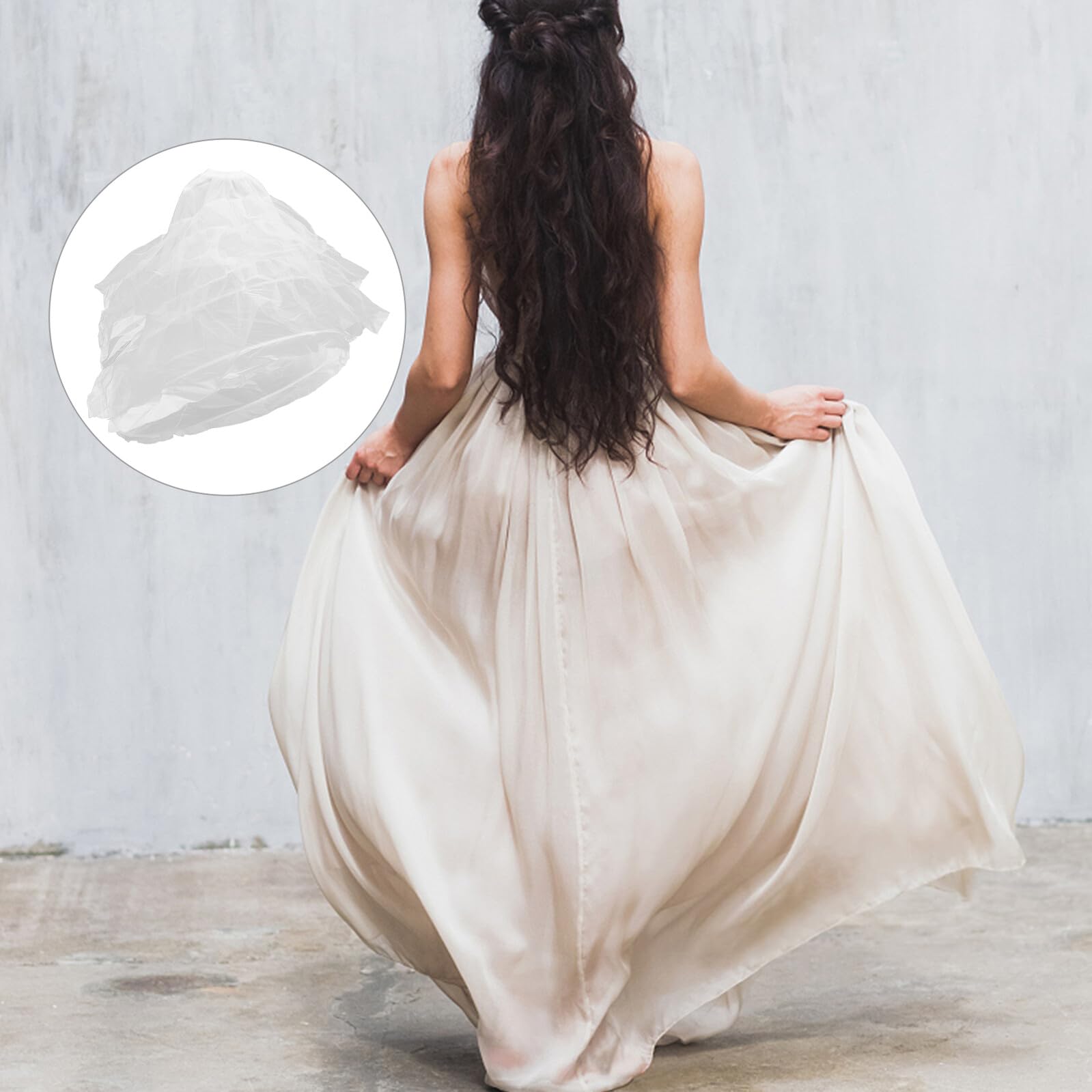 LIFKOME Hochzeitskleid Unterrock Bodenlanges Partykleid Reifrock Damen Weiß | Acrylfasern, Taillenumfang 60 bis 110cm, für Bühne und Abendessen, Eleganter Schnitt