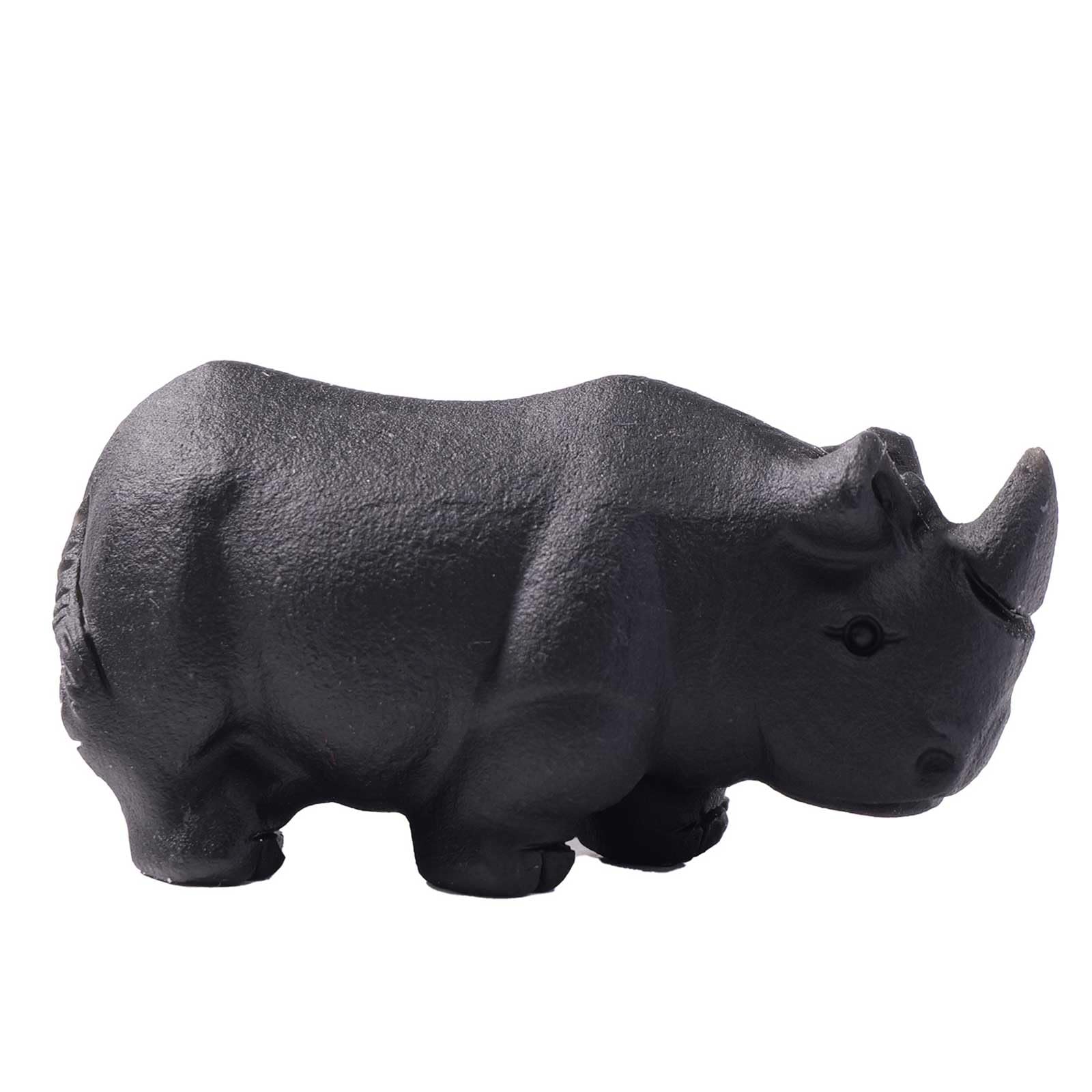 DECORN 2inch Black Obsidian Crystal Rhino Statue Healing Crystal Sculpture