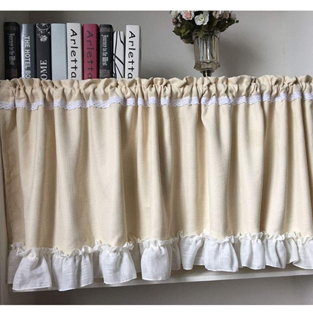 Rideau court de cuisine demi-rideau en coton lin pour la maison