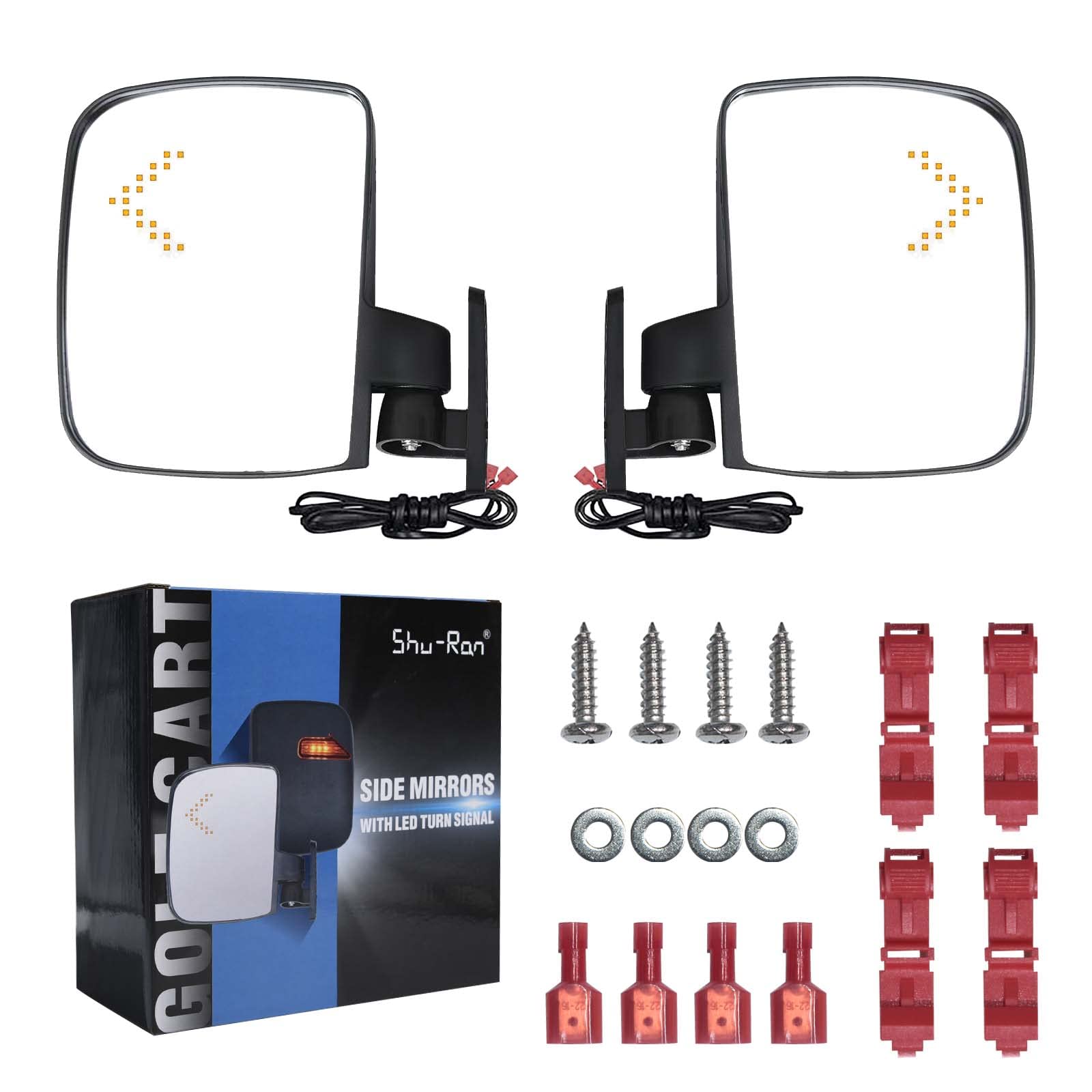 Shu-Ran Golf Cart Mirror Universal Golf Cart Side Mirrors with Turn Signal Light Rear View Mirrors for Club Car EZGO Yamaha