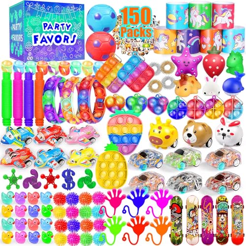 Party Favors for Kids 8-12 4-8, 150-Pack Fidget Toys Bulk, Treasure Box Toys for Classroom, Stocking Stuffers Goodie Bags, Classroom Prizes, Birthday Holiday for Boys Girls
