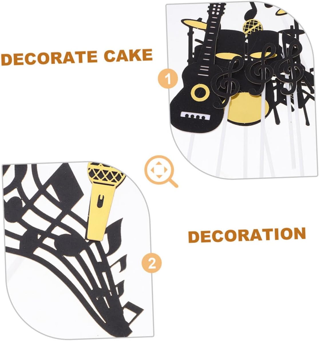 Music Note Cake Toppers Set, 8pcs Non-edible Musician Cupcake Decorations for Birthday Party, Band Theme Cake Picks for Men’s Music Birthday Celebration