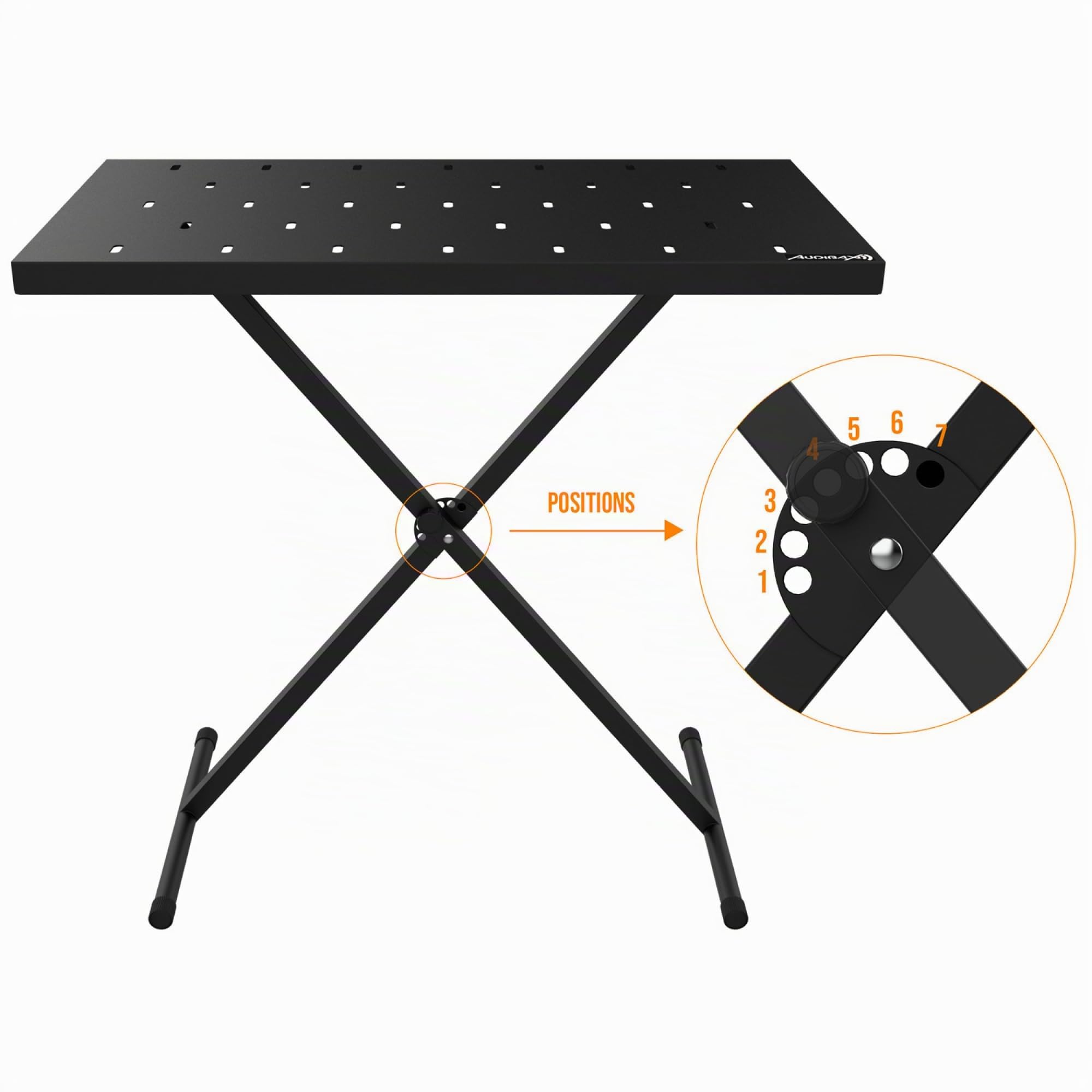 Audibax Onyx 200 - Support Multifonction pour Piano ou Clavier, Contrôleur Midi, Table de Mixage DJ ou Percussions - Table pour Ordinateurs Portables et Synthétiseurs en Rack - Hauteur Réglable