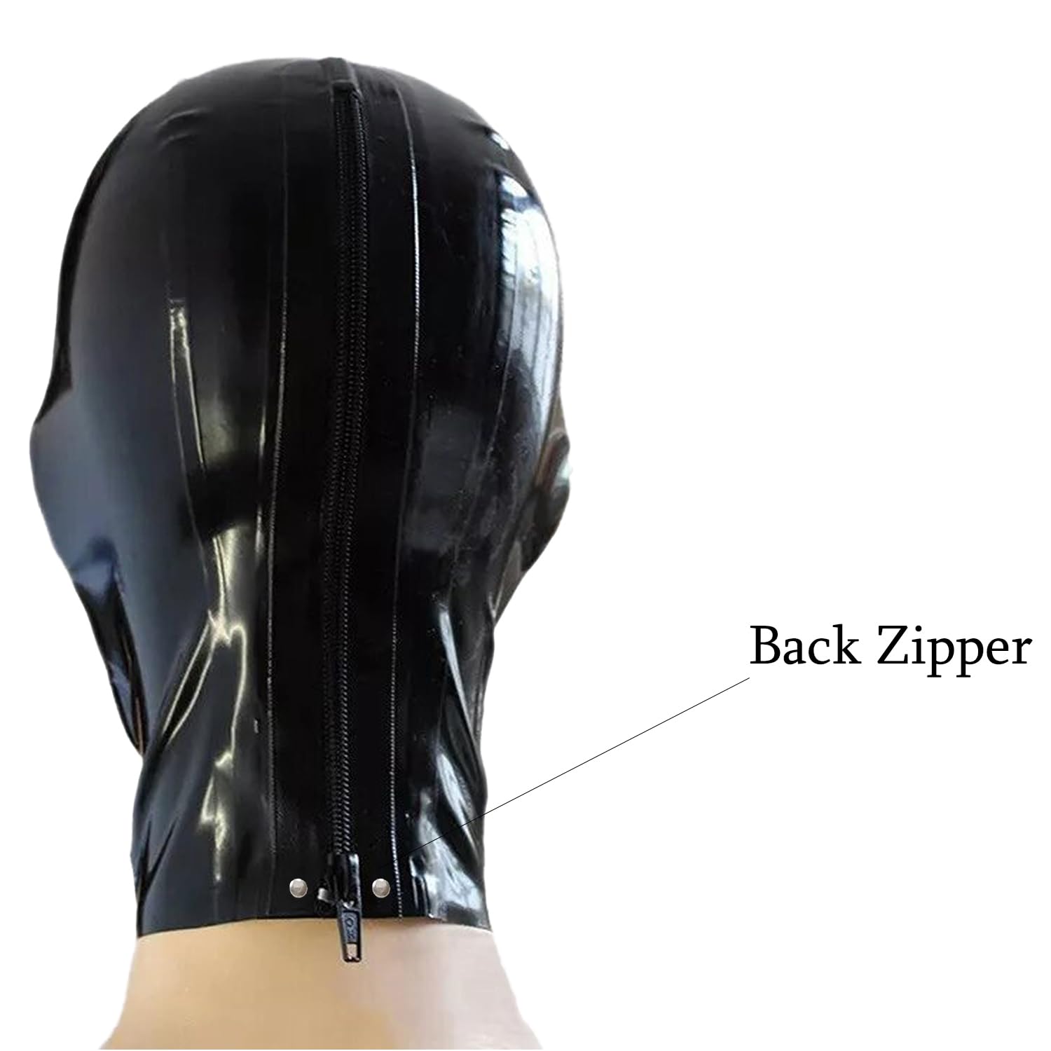 IOKUKI Maschera in Latex Nero,Cappuccio in Latex per Unisex con Cerniera Posteriore,Adatto per Costumi di Gomma per Feste