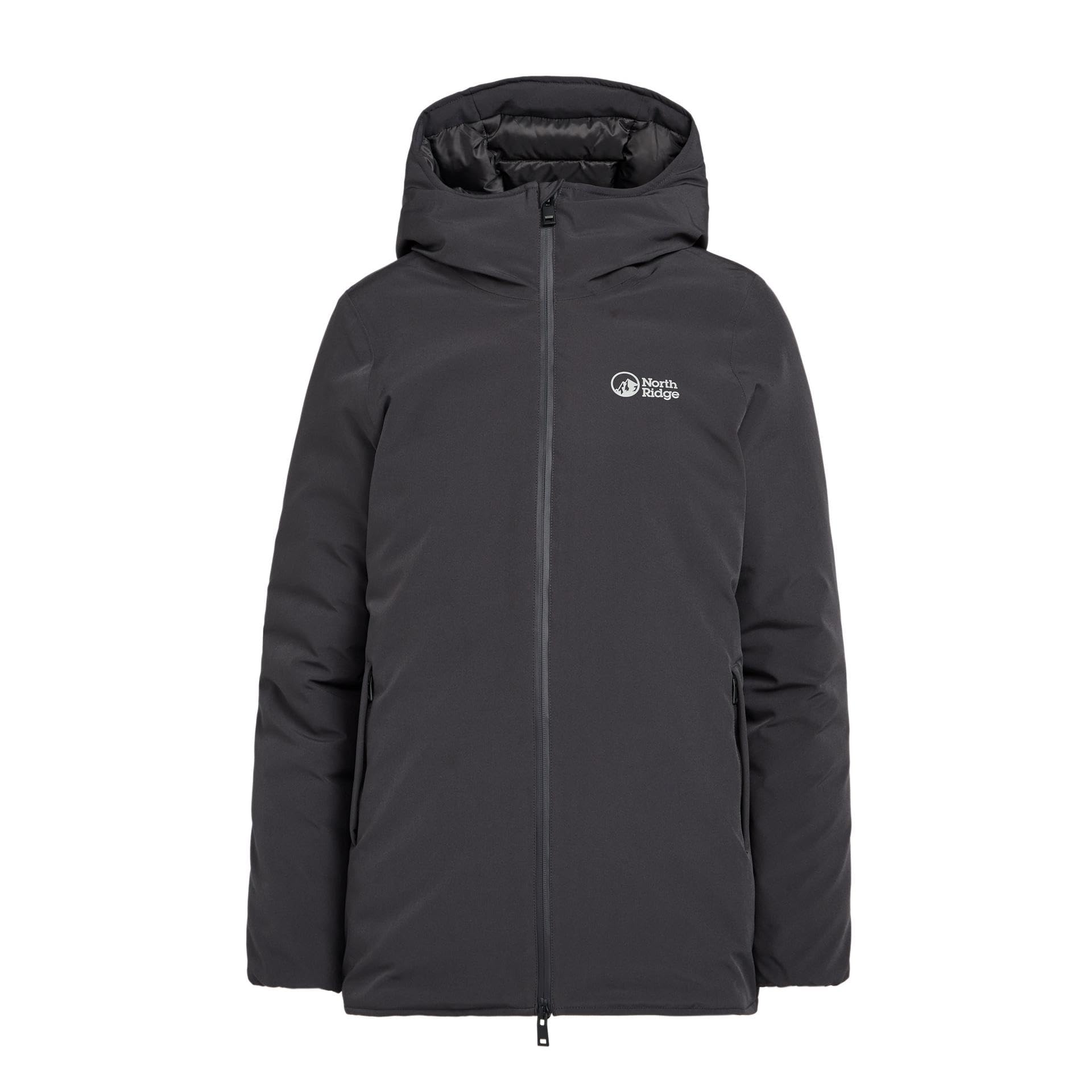 NORTH RIDGE Women's Latitude Parka Jacket, Waterproof 2-Layer Stretch Fabric, Sorona® Insulation, Regular Fit, 367g, for Outdoor Activities, 10'000mm HH (UK, Numeric, 18, Regular, Regular, Grey)