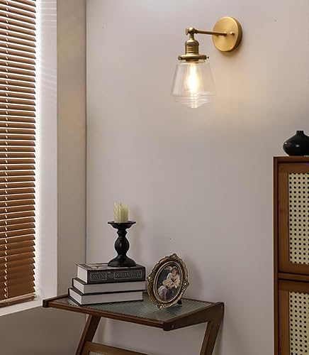 Miniatura 3 de Phansthy Lámpara de pared industrial, lámpara de pared ajustable de 180 grados, lámpara de pared con pantalla de vidrio, iluminación decorativa de