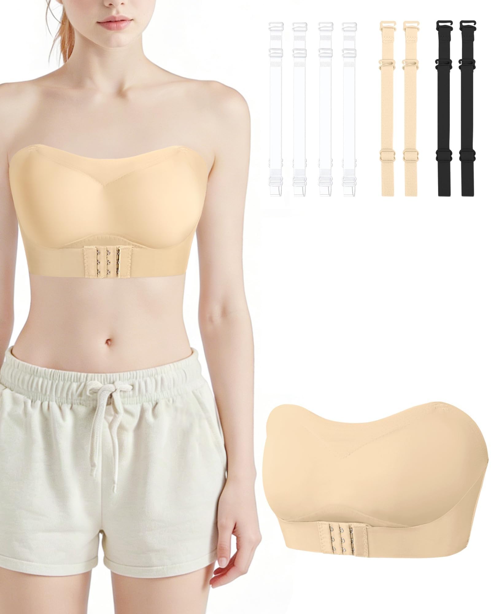 Strapless Bra for Women with Small Breasts, Push-Up, Non-Slip, Two-Wear Tube Top, Seamless Expansion, Big, Round, Slim Waist Bra-image-30