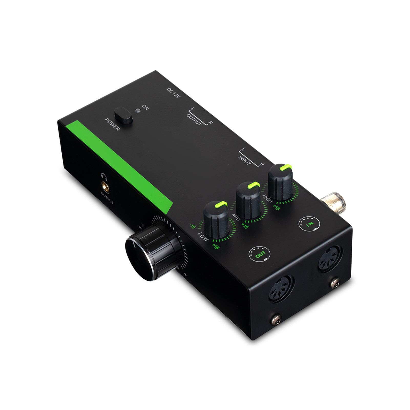 Alomejor Preamplificatore Fono, Preamplificatore Giradischi Mm MC con Regolazione Alta Media Bassa Frequenza da -15 a +15 DB, Uscita Jack Cuffia 3,5 Mm, Connessione di Terra per (Spina europea)
