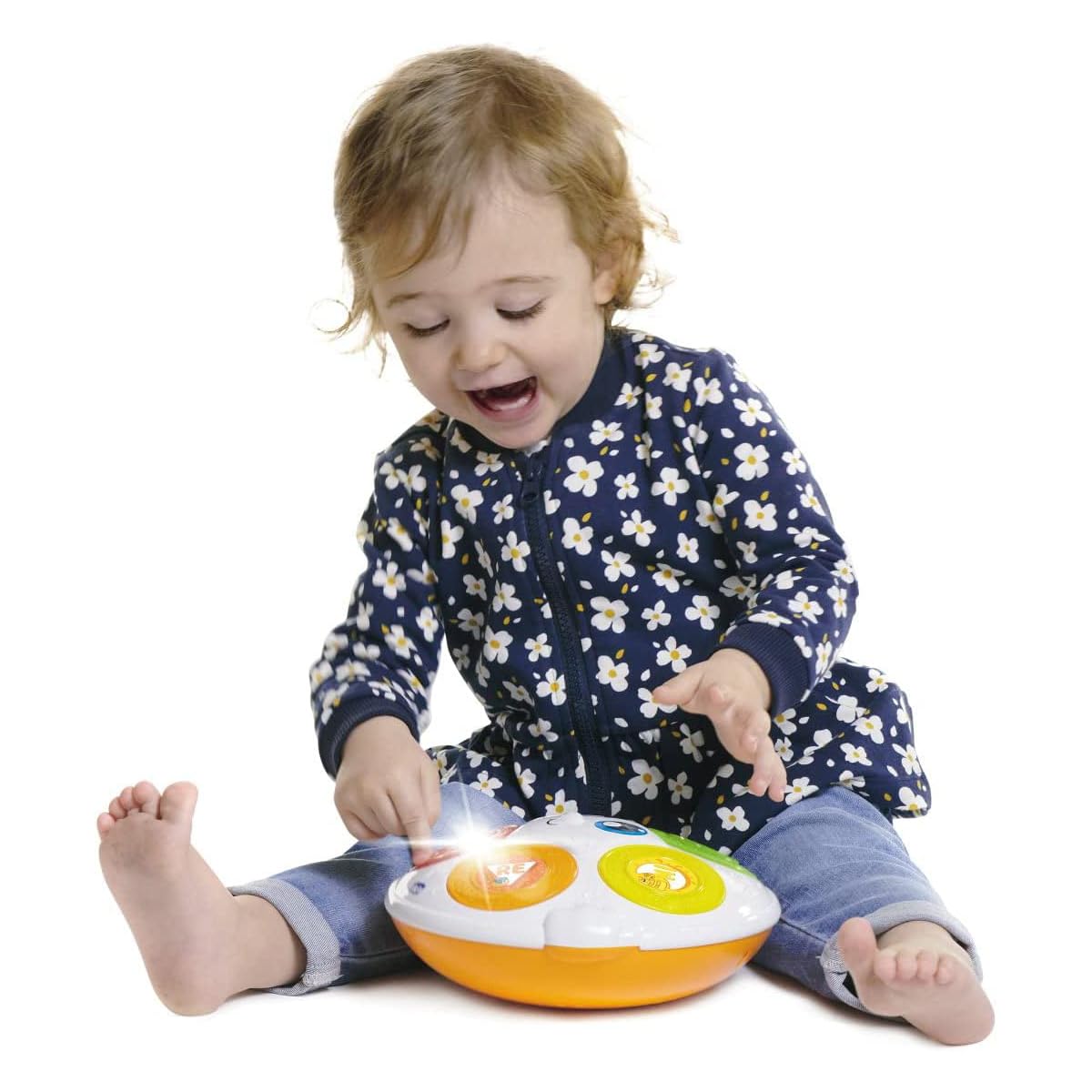 Chicco Donatello il Tamburello, Strumenti Musicali per Bambini, Gioco Musicale Educativo Elettronico, Tamburo Giocattolo, 2 modalità di gioco, 30+ Canzoni, 5 Tasti e Luci, Giochi Bimbi 6 mesi- 3 anni