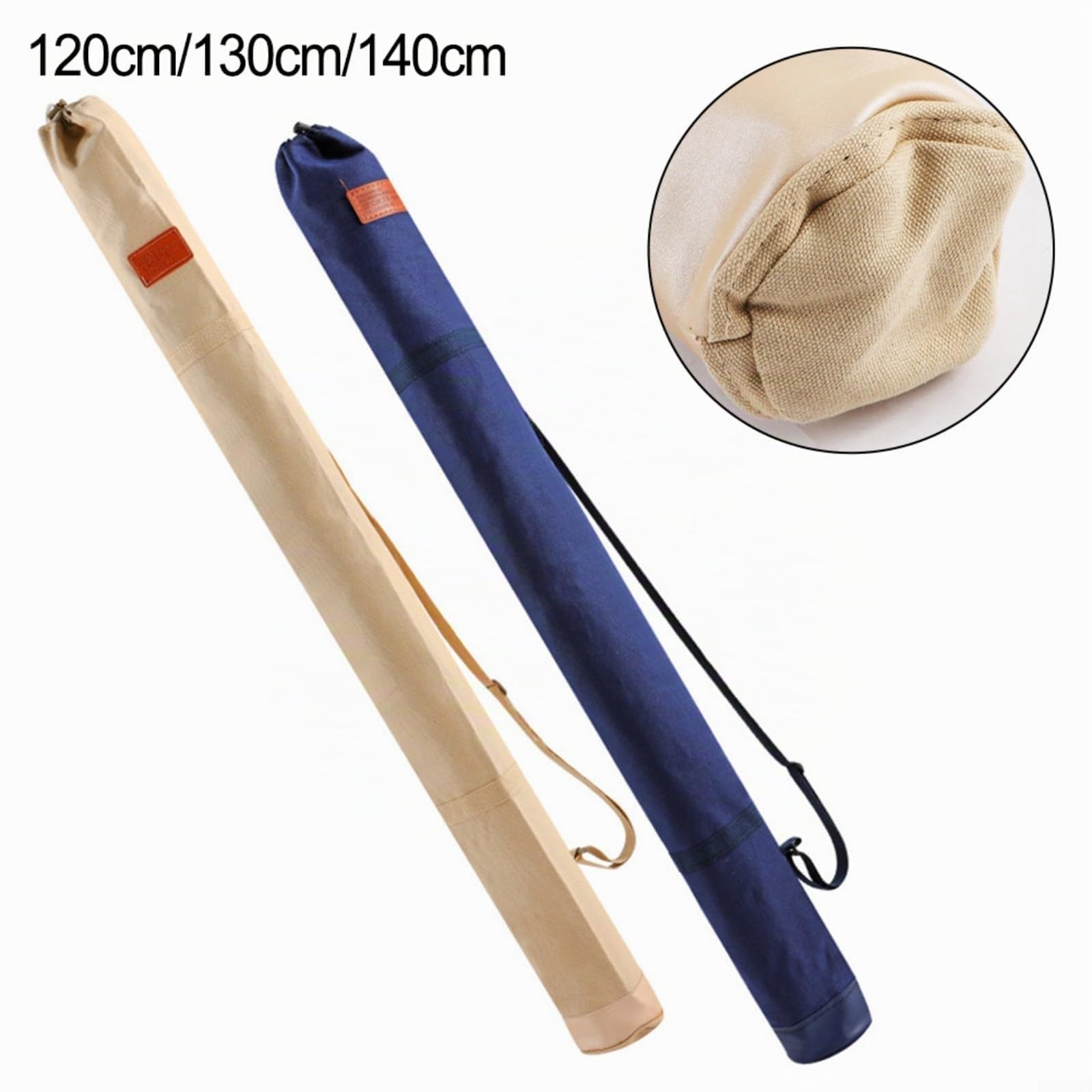 Estuche de lona para caña de pescar, bolsa de transporte impermeable con correa ajustable para el hombro para postes y aparejos de paraguas, equipo de 130 cm, Blue, 1,2 m