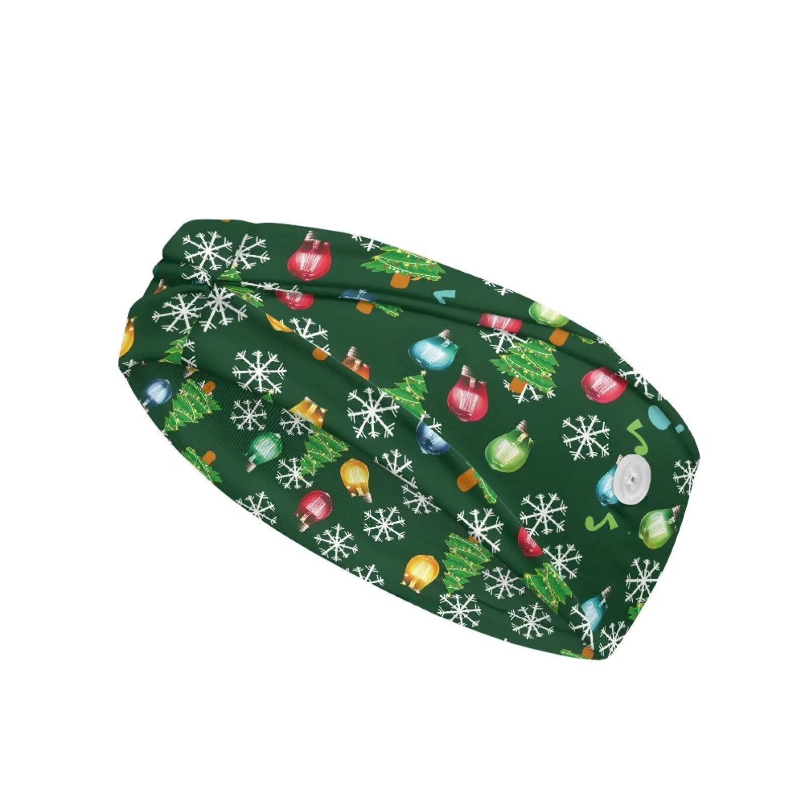 Gomyblomy Christmas Tree Nurse Headbands for Women Christmas Stretchy Headbands with Buttons for Nurse Doctors Ear Protection Elastic Sweatband for Yoga Gym