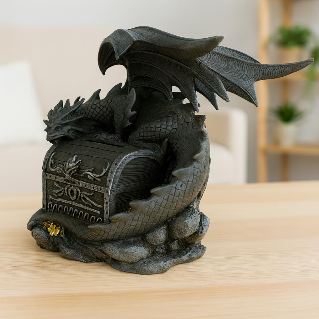 Kremers Schatzkiste XXL Tirelire Dragon Gardien 21 cm en polyrésine Tirelire Dragon