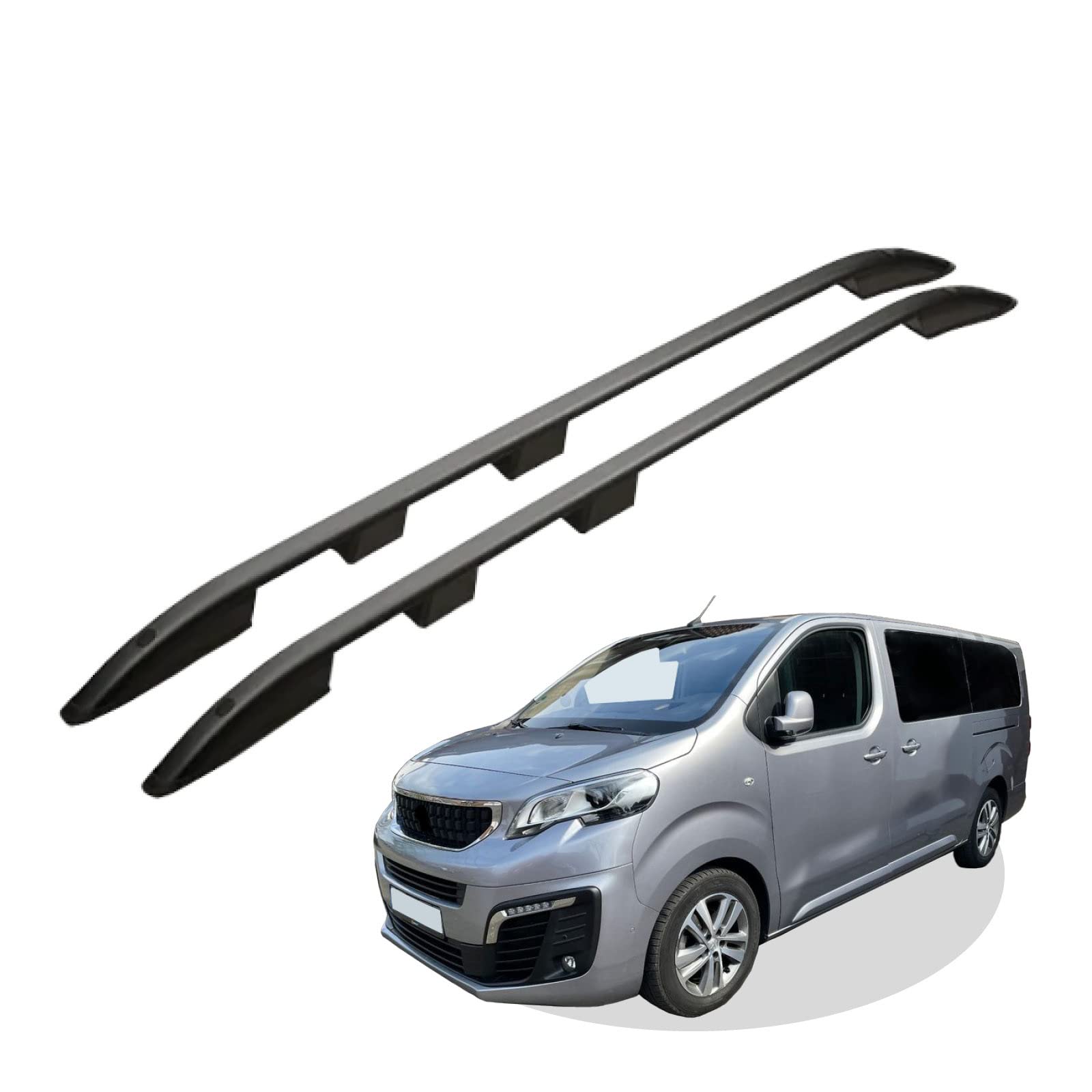 RC Royal Class Dachreling aus Aluminium eloxiert passend für Peugeot Traveller L3 lang (LWB) Baujahr ab 2016 passgenau in Schwarz mit Allgemeiner Betriebserlaubnis (ABE)