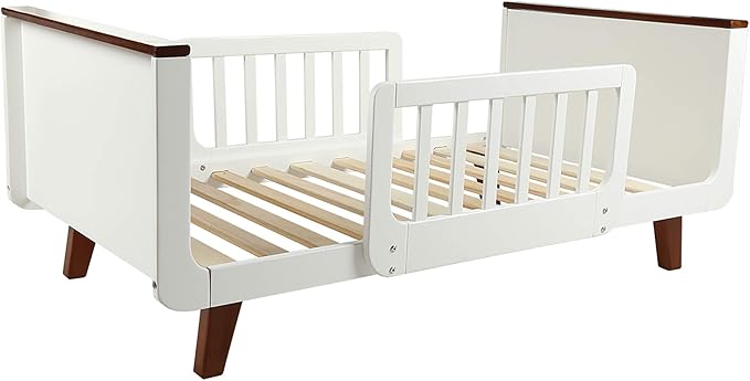 Cama Toddler de madera sólida con barandillas de seguridad miniatura 3