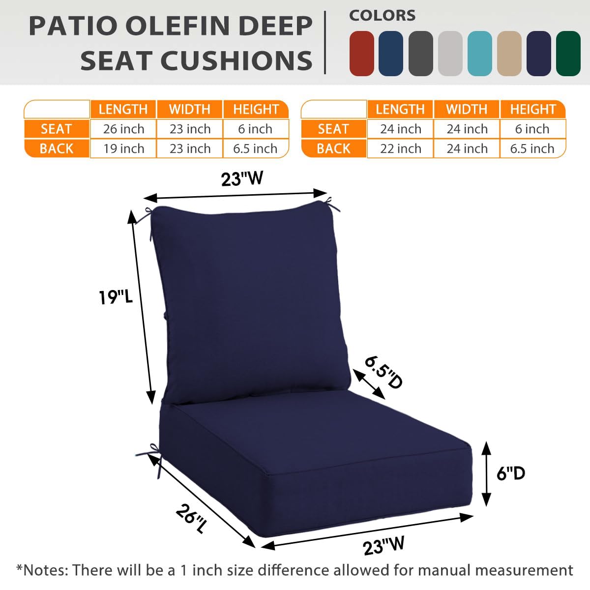 Outsunny Replacement Cushions Sundale Outdoor Deep Seat Cushion