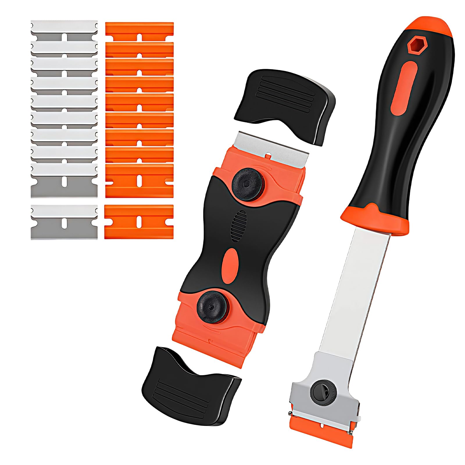 2 Pcs Scraper Tool Set, Long & Short Cleaning Scrapers with 20 Heads