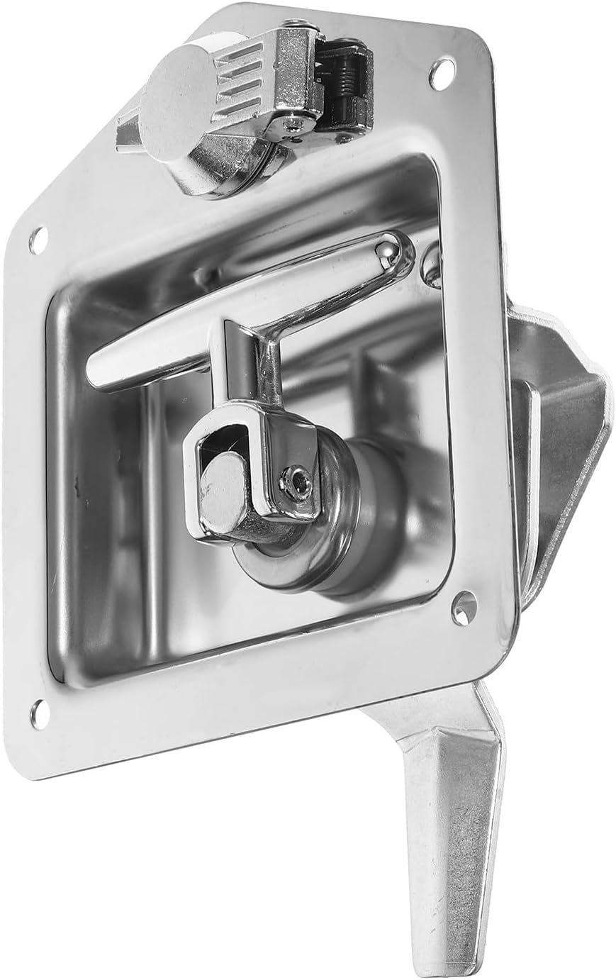 Stainless Steel Panel Handle Lock with Zinc Alloy Cover, Truck Storage Latch Replacement with Keys, Rv Door Lock for Camper and Trailer Security
