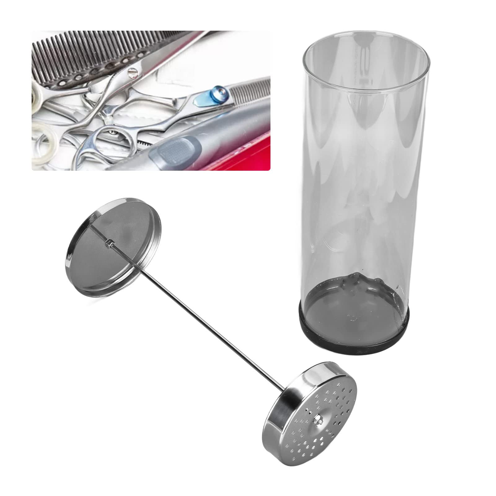 Barbicide Trempe Bot avec Grande capacité pour les Outils de Coiffeur et de Ongles - Pot Nettoyage en Verre avec Couvercle en Acier Inoxydable et Base Non Glissée pour les Fournitures Salon