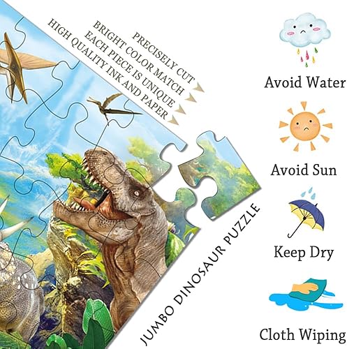 Miniatura 5 de Rompecabezas de dinosaurio para niños de 3 a 5 años, 4 a 8 años, rompecabezas de piso jumbo de 35 piezas para niños y niñas, caja de regalo de