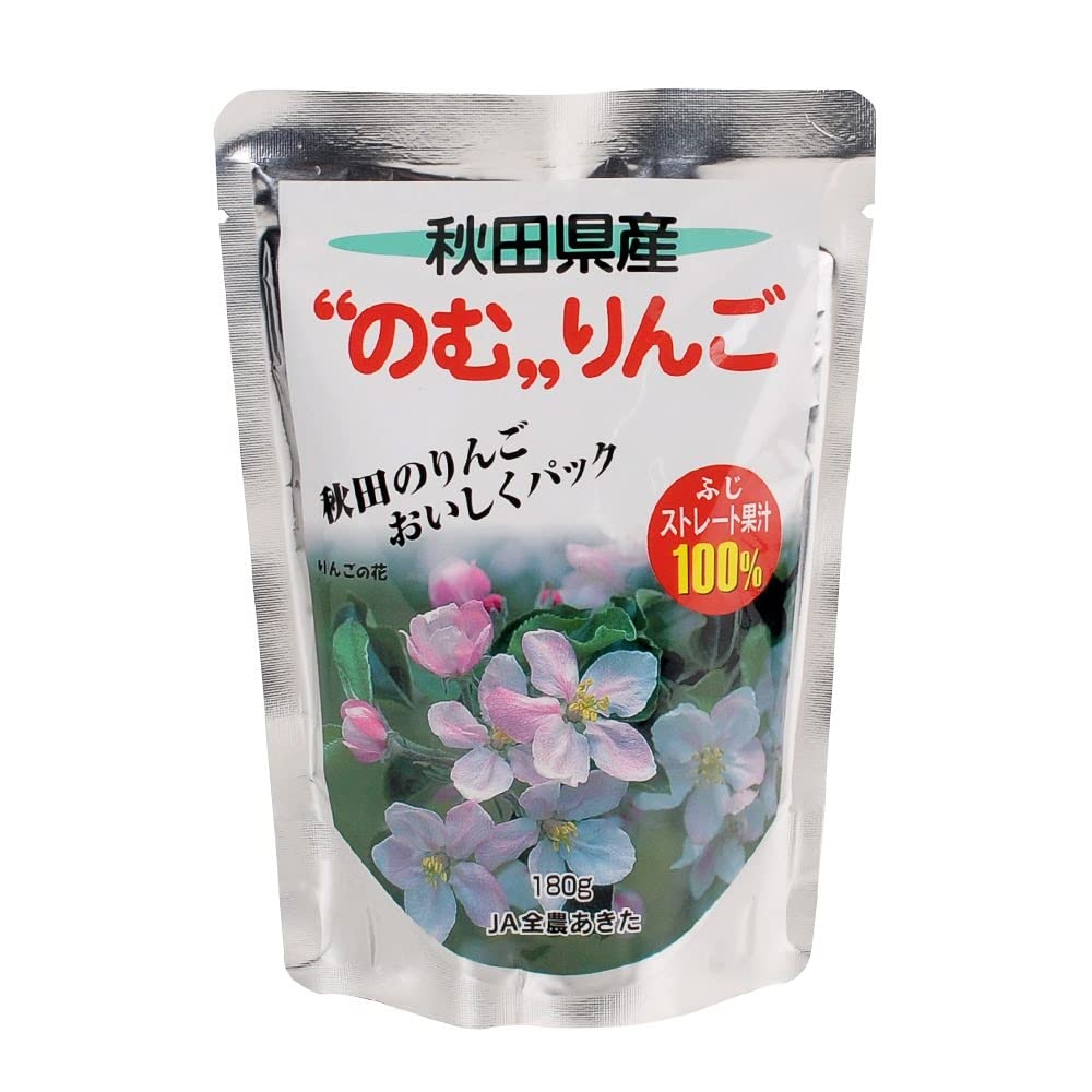 ＜JA全農秋田＞ のむりんご 秋田県産りんご(ふじ)ストレート果汁100%ジュース (無加糖・無添加) 180g