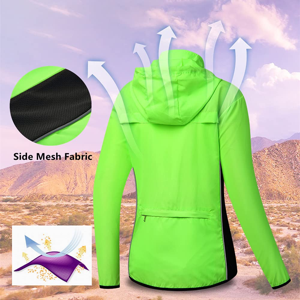 WOSAWE Veste de Cyclisme pour Femme, Respirant Léger Manteau avec Capuche pour Voyage Camping Randonnée Vacance Trekking