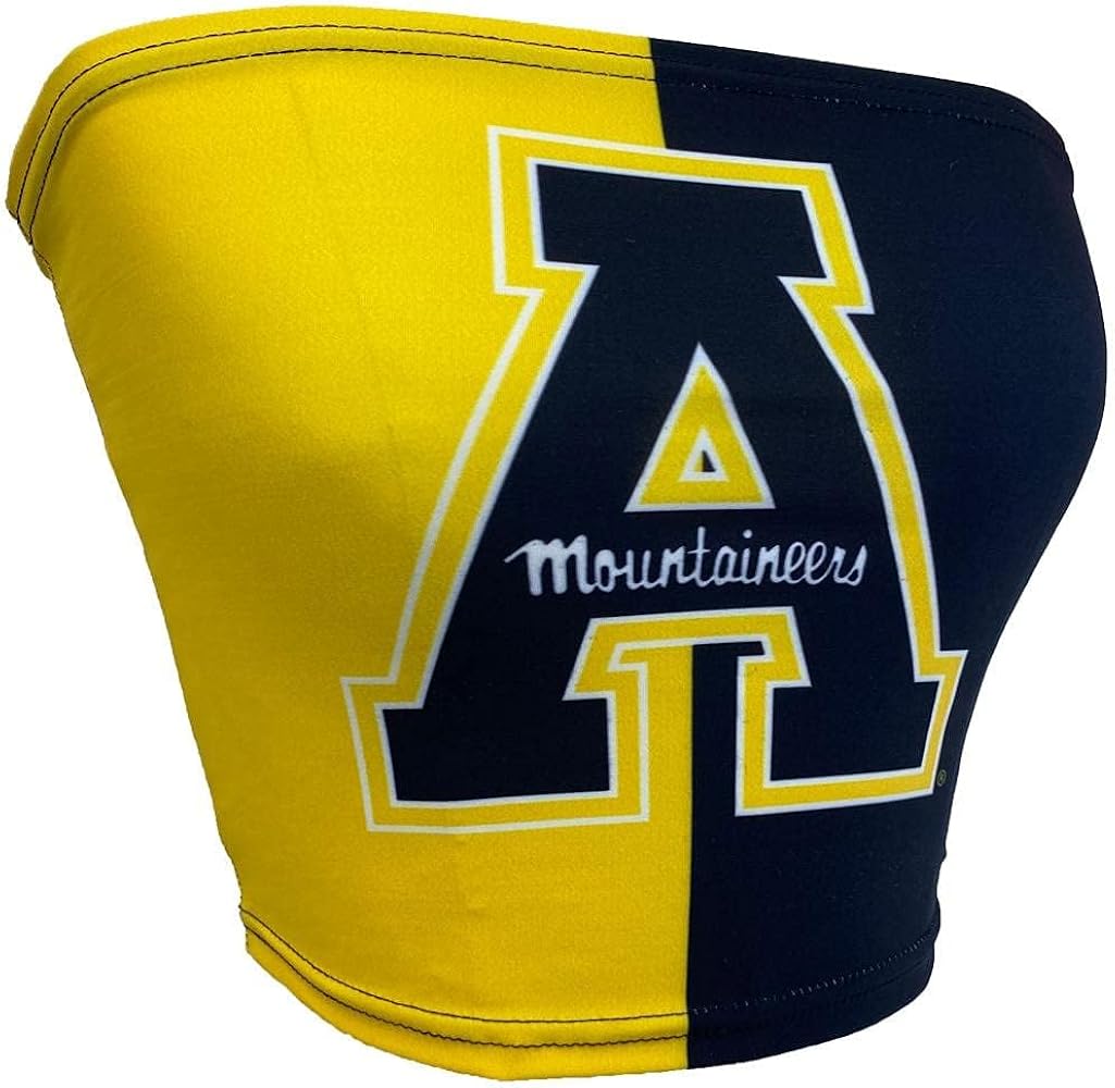 Lojobands Women's Tailgate Tube Top - College Color Block Design, Black & Yellow For App State Mountaineers - View #5