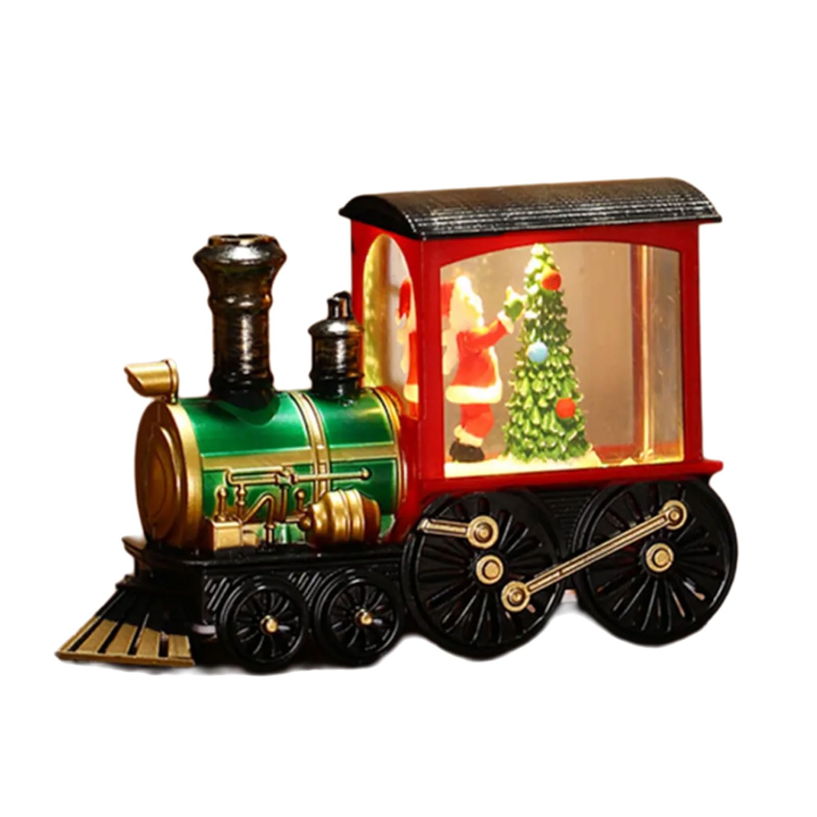 Nucelit Illuminated Train for Christmas Celebration Holiday Lighted Miniature Train Home Ornament with Santa Water Nightlight Santa Water Night Light