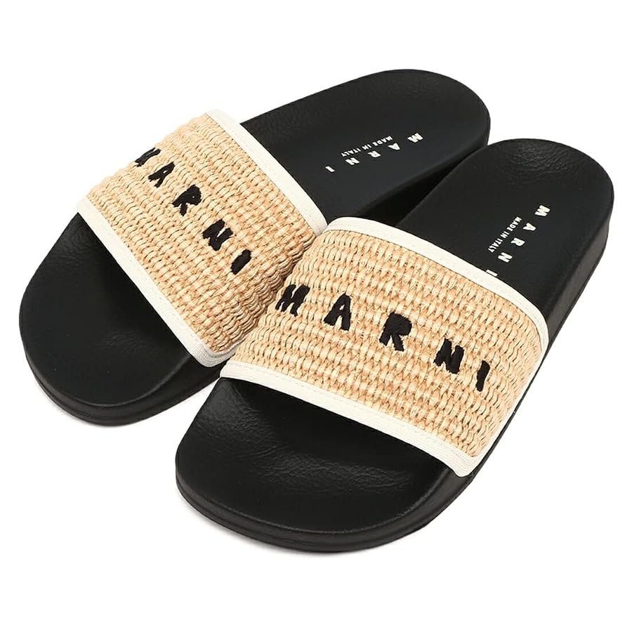 MARNI（マルニ）のブラックハラコ×ビジューサンダル国内正規品